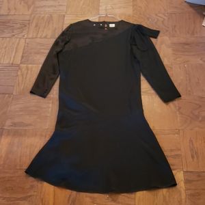 VTG Black Drop Waist Satin 1920s Cocktail Dress